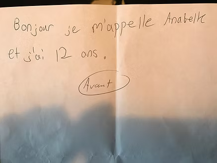 Écriture initiale élève 12 ans
